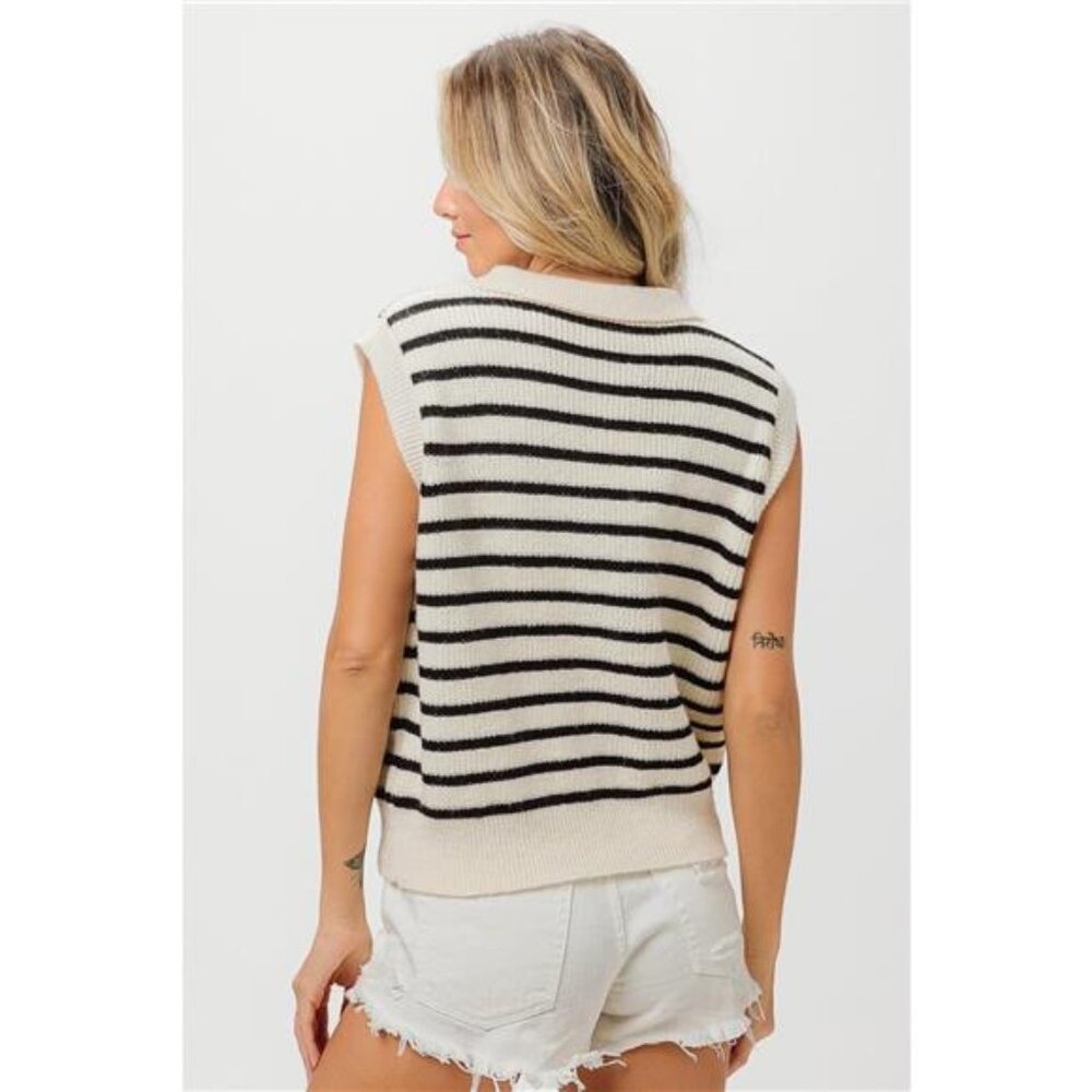 ✨NWT BiBi Flower Patch Striped Half Button Sweate… - image 2